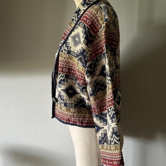 Vintage Southwestern Azteca Tapestry Cropped Jacket Flashback - Picture 6 of 11